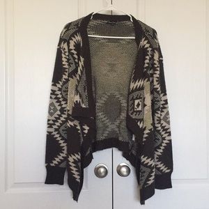 Drape front tribal cardigan